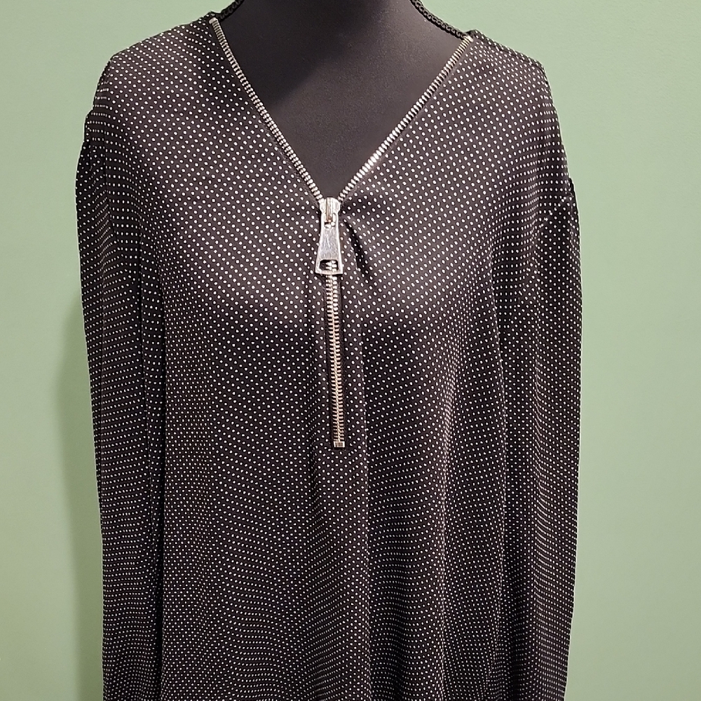 Premise Studio Black and White Polka Dot Blouse